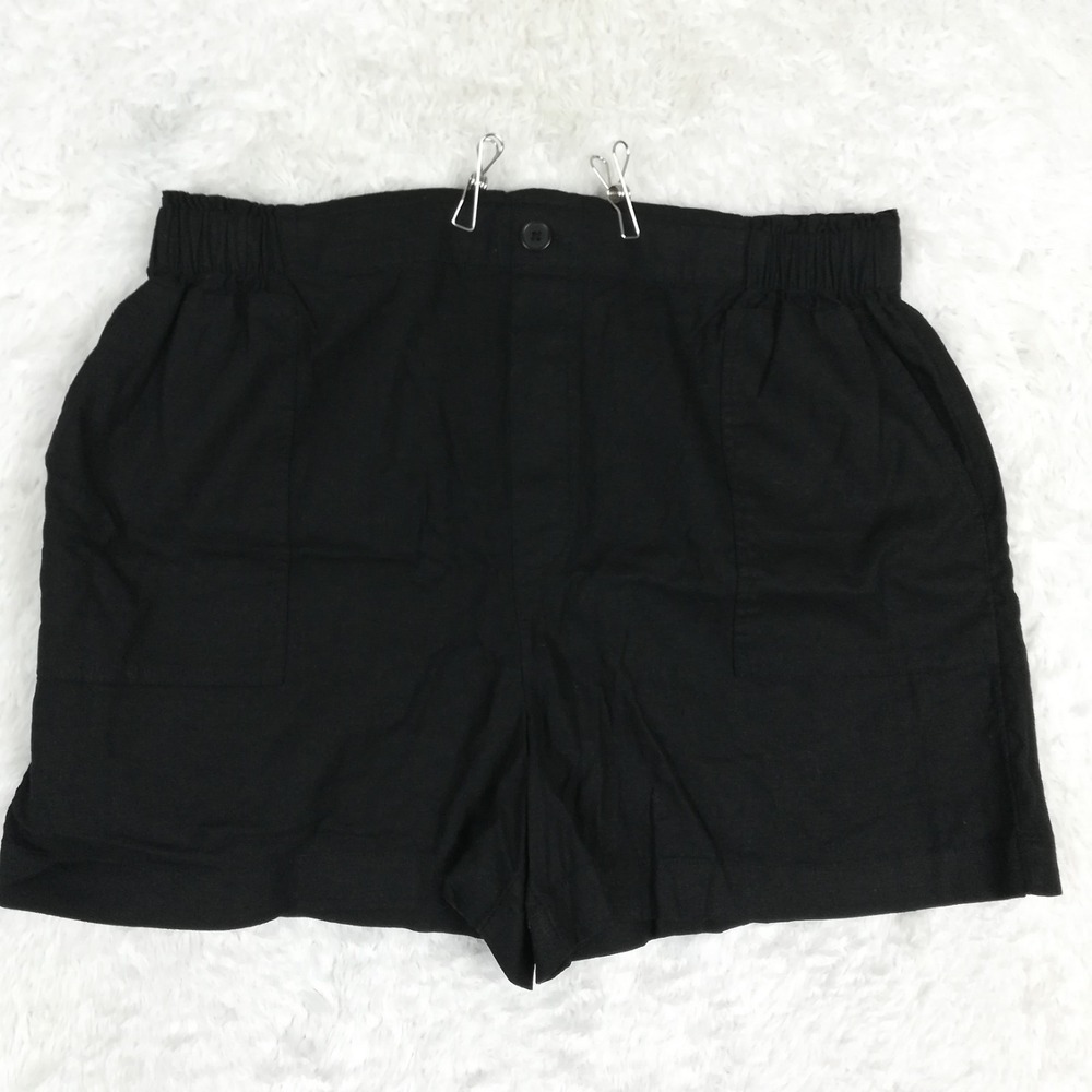Loft Womens Shorts Linen Blend Black Casual Pull On Preppy Beachwear XL New‎